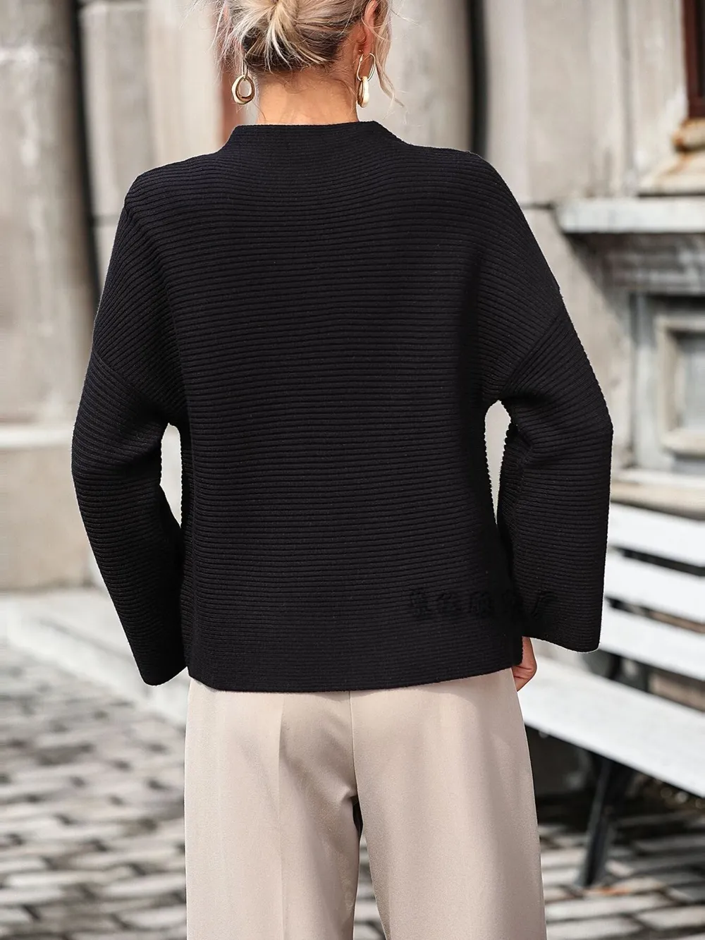 Mock Neck Drop Shoulder Knit Top, image 14