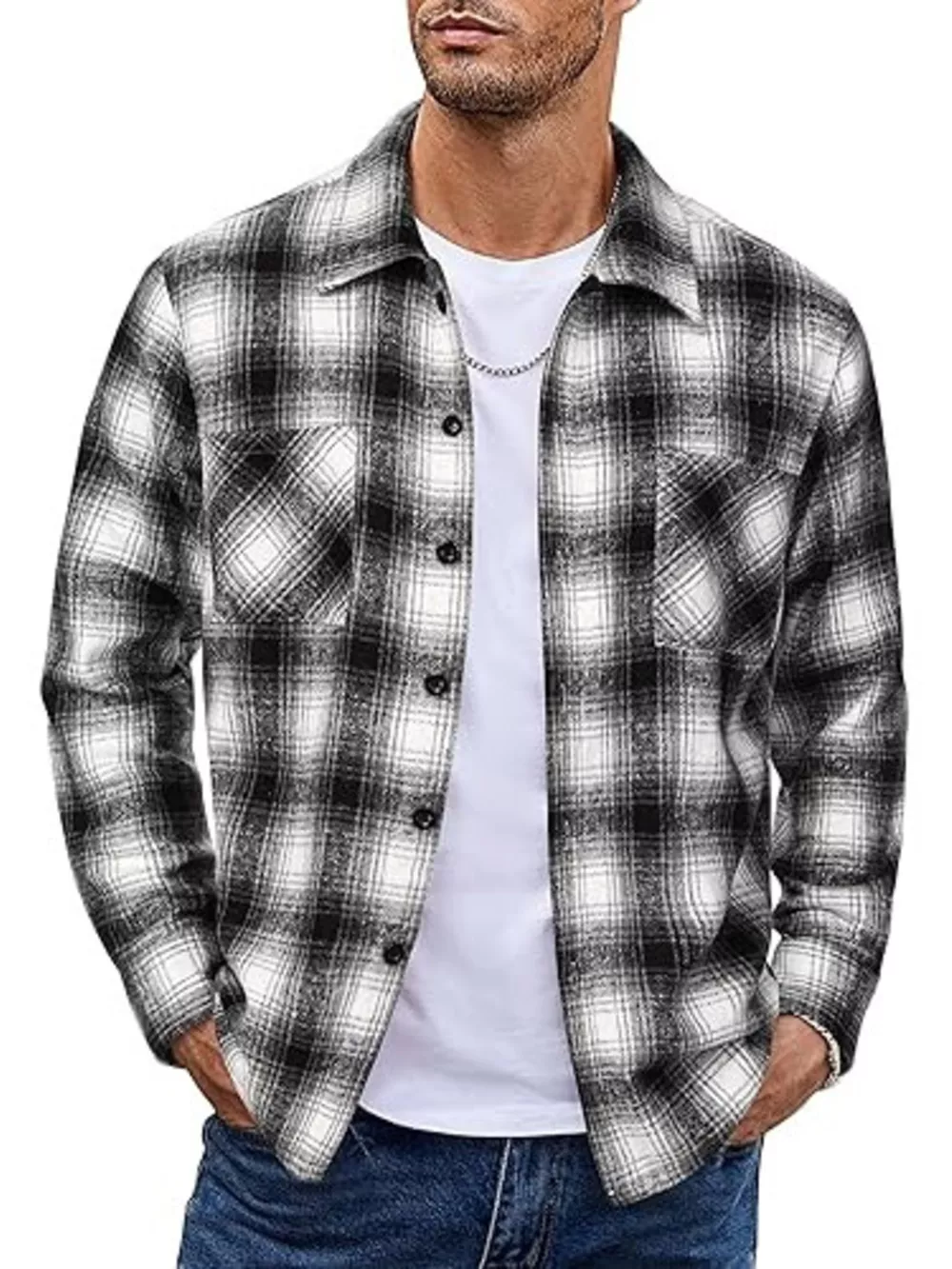 Men's Full Size Casual Plaid Button Up Shirt Plus Size, image 16