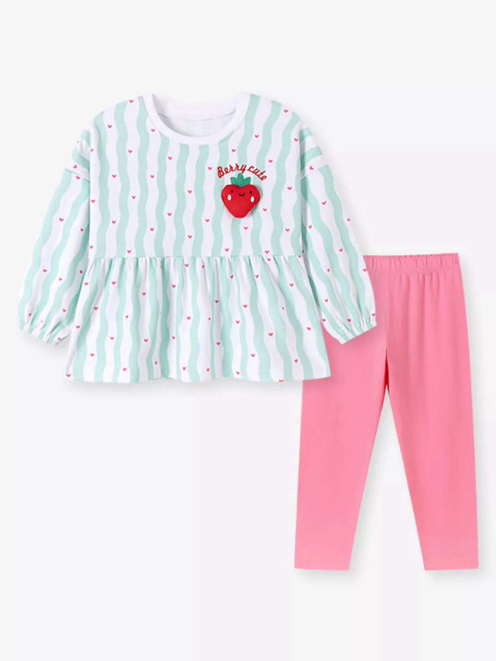 Children's Strawberry Peplum Top and Leggings Set, image 2