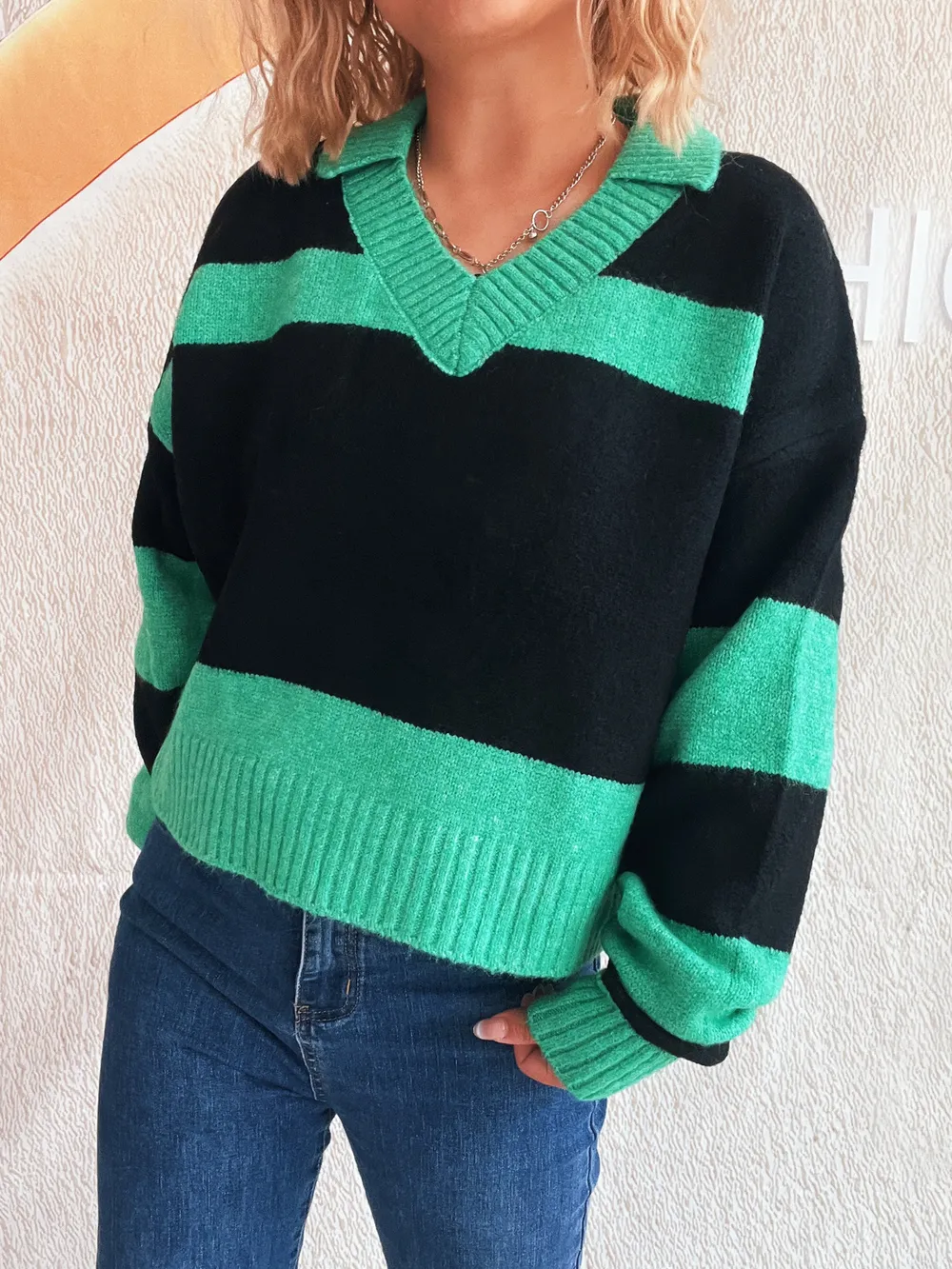 Color Block Long Sleeve Sweater, image 2