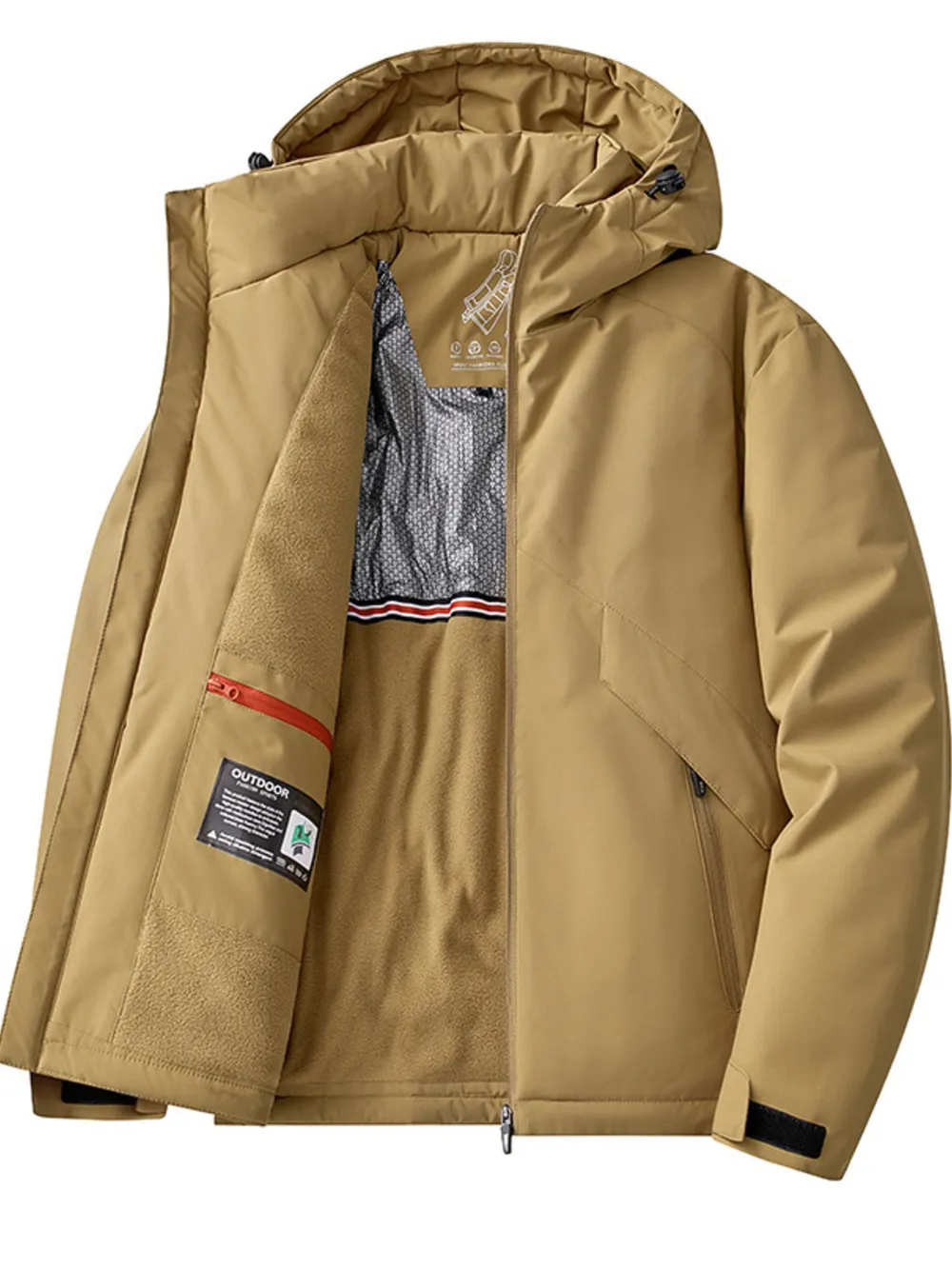 Men's Plus Size Zip Up Hooded Windproof Jacket, image 6
