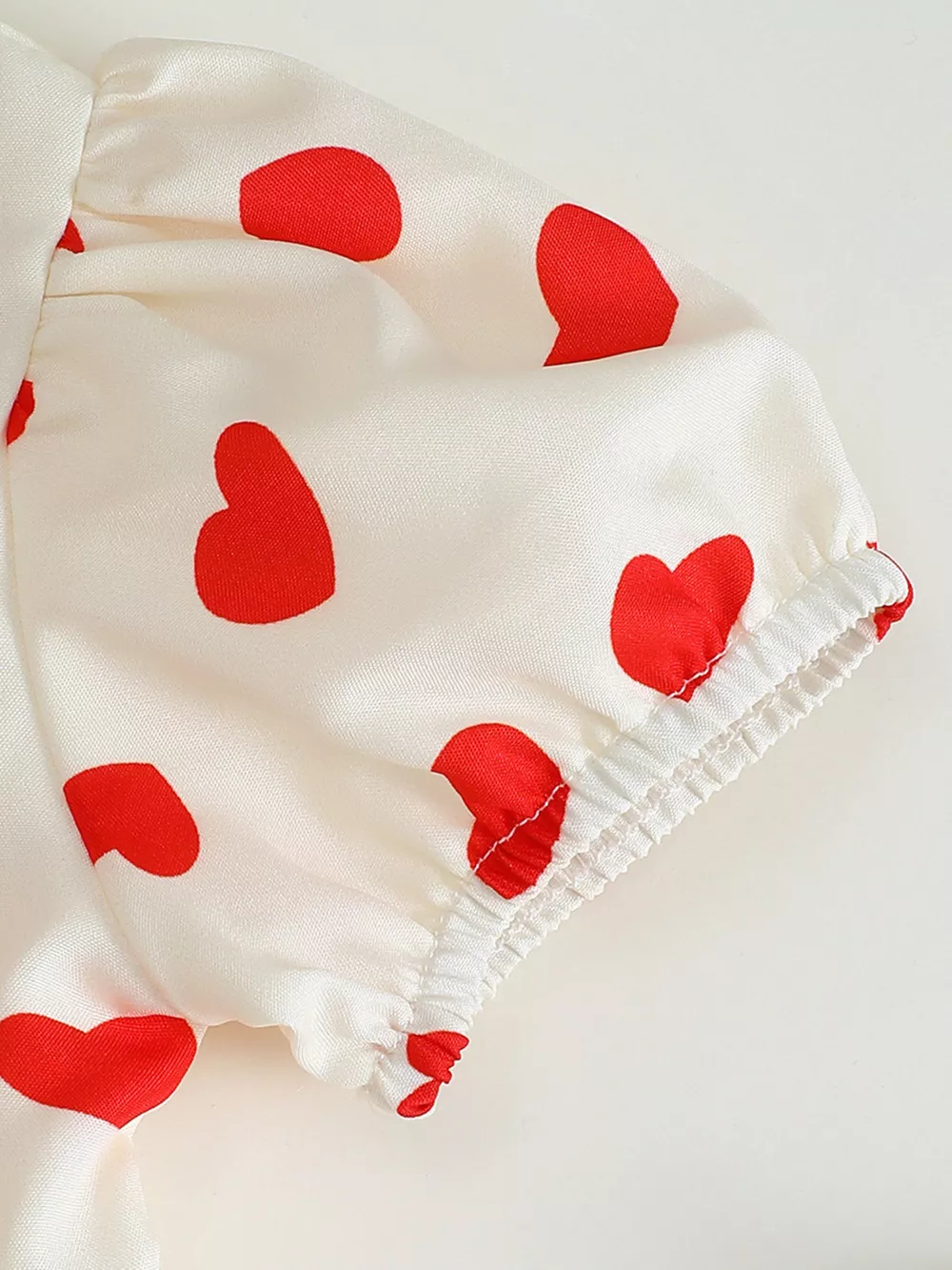 Children's Heart Print Puff Sleeve Dress with Bow, image 5