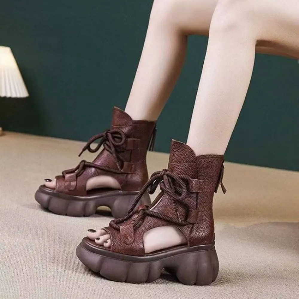 Chunky Platform Lace-Up Sandals, image 4