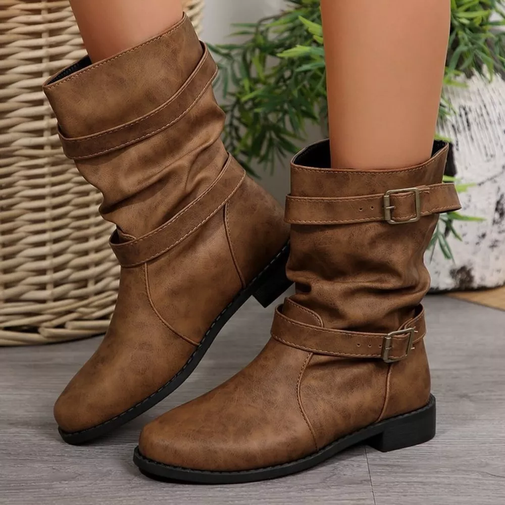 Buckled Low Heel Boots, image 9