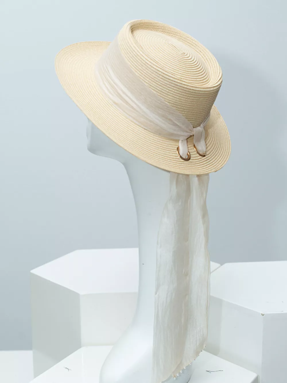 Ribbon Accent Straw Sun Hat, image 5