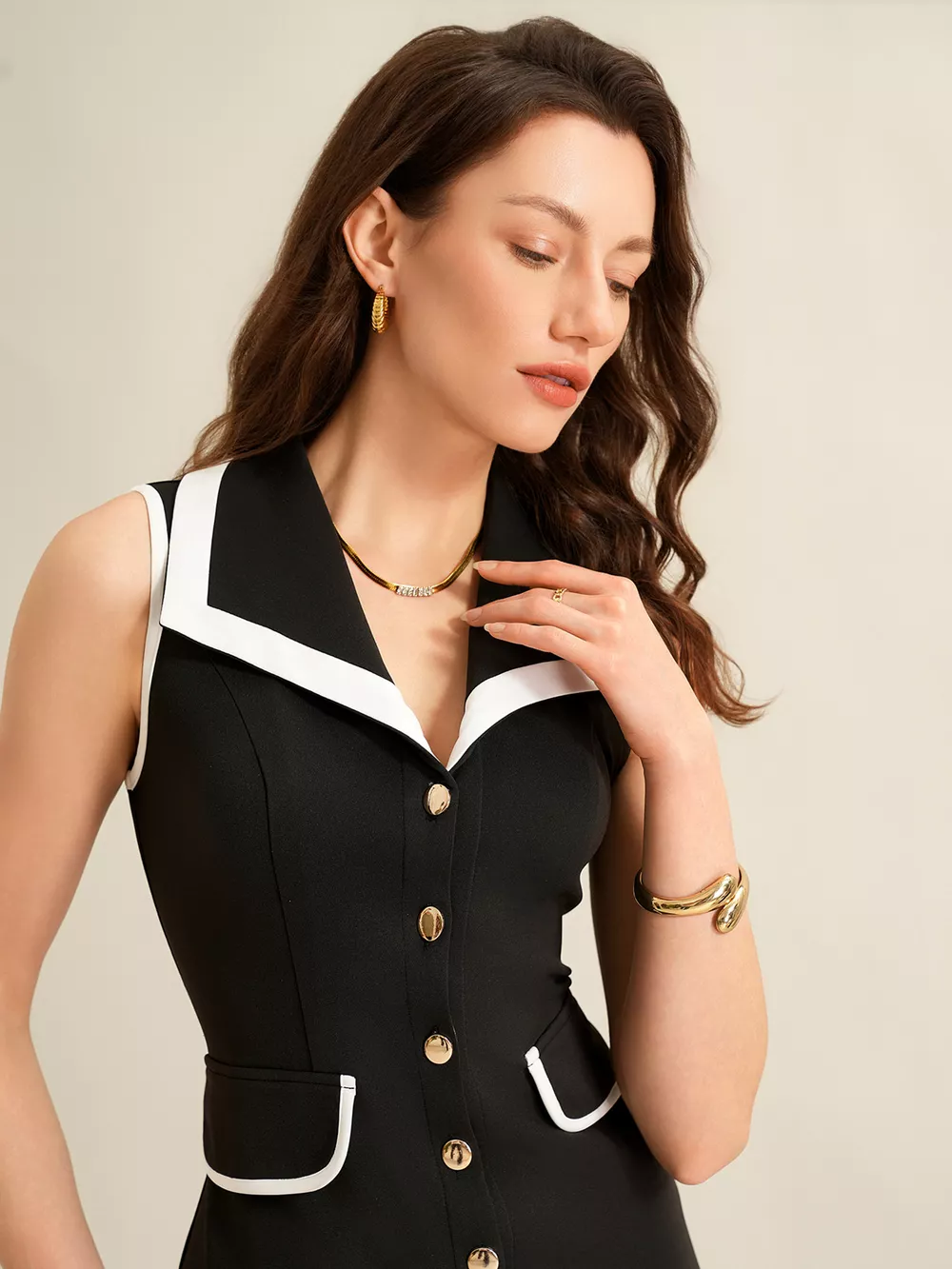 Sleeveless Button-Front Dress, image 9