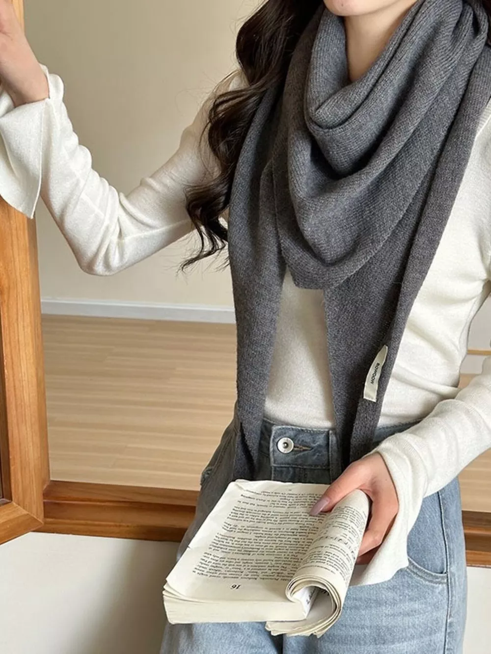 Knitted Solid Color Scarf, image 2