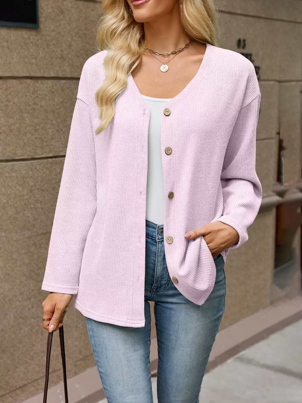 V-Neck Button-Down Cardigan, image 23