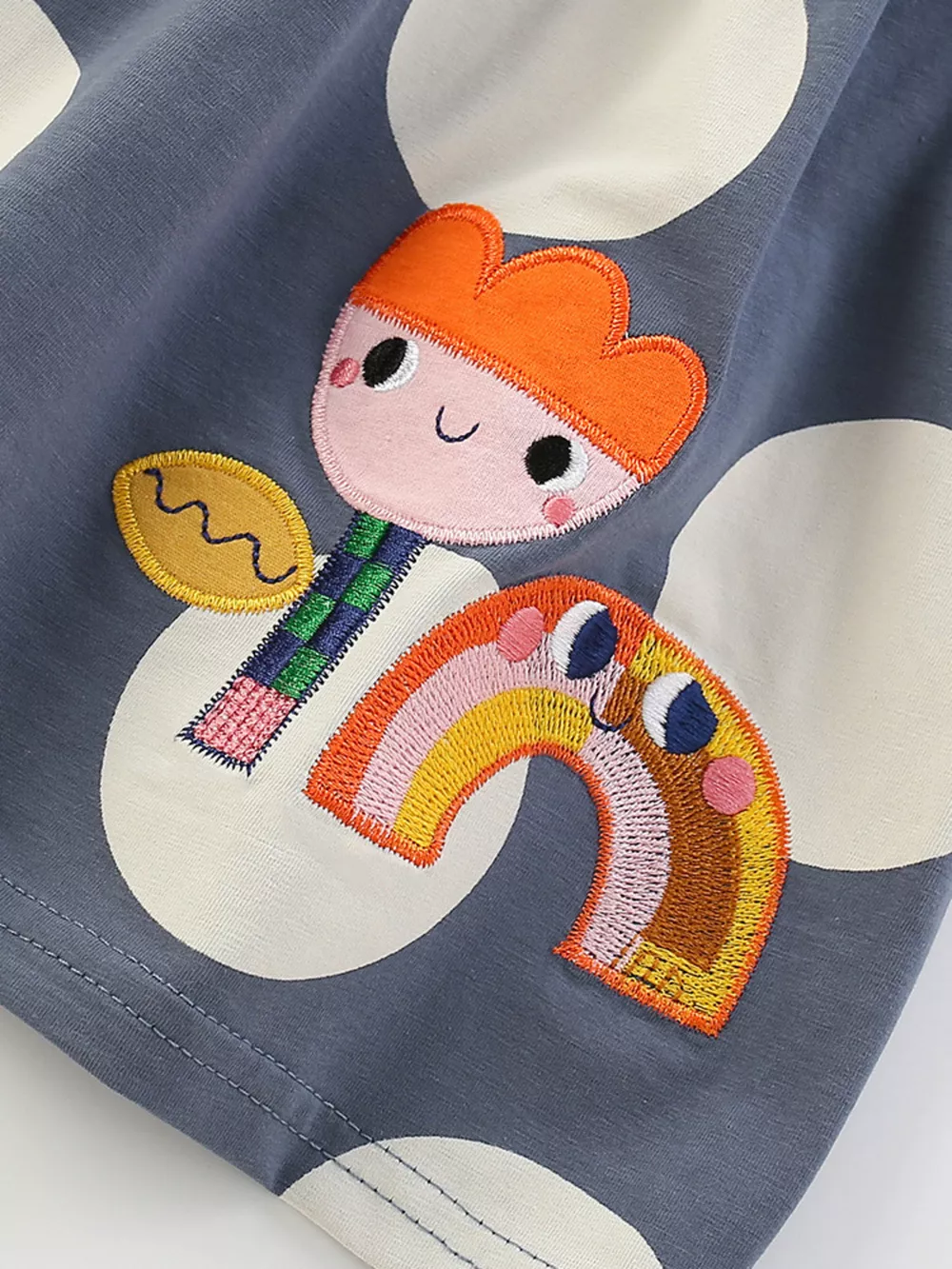 Children's Cute Cartoon Applique Polka Dot Dress, image 5