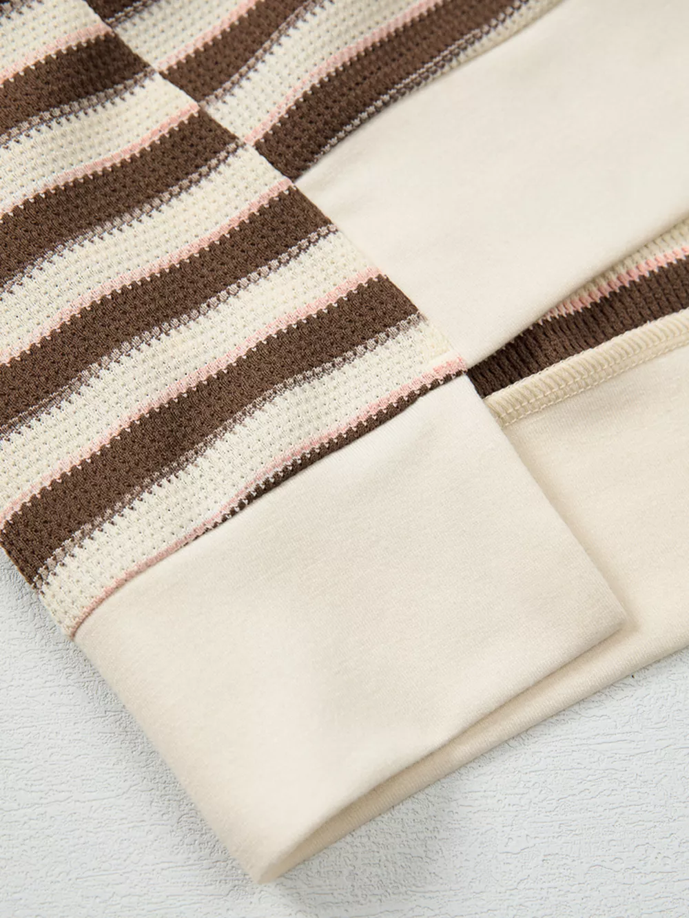 Stripe Stitched Detail Color Block Patchwork Oversized Top, image 26