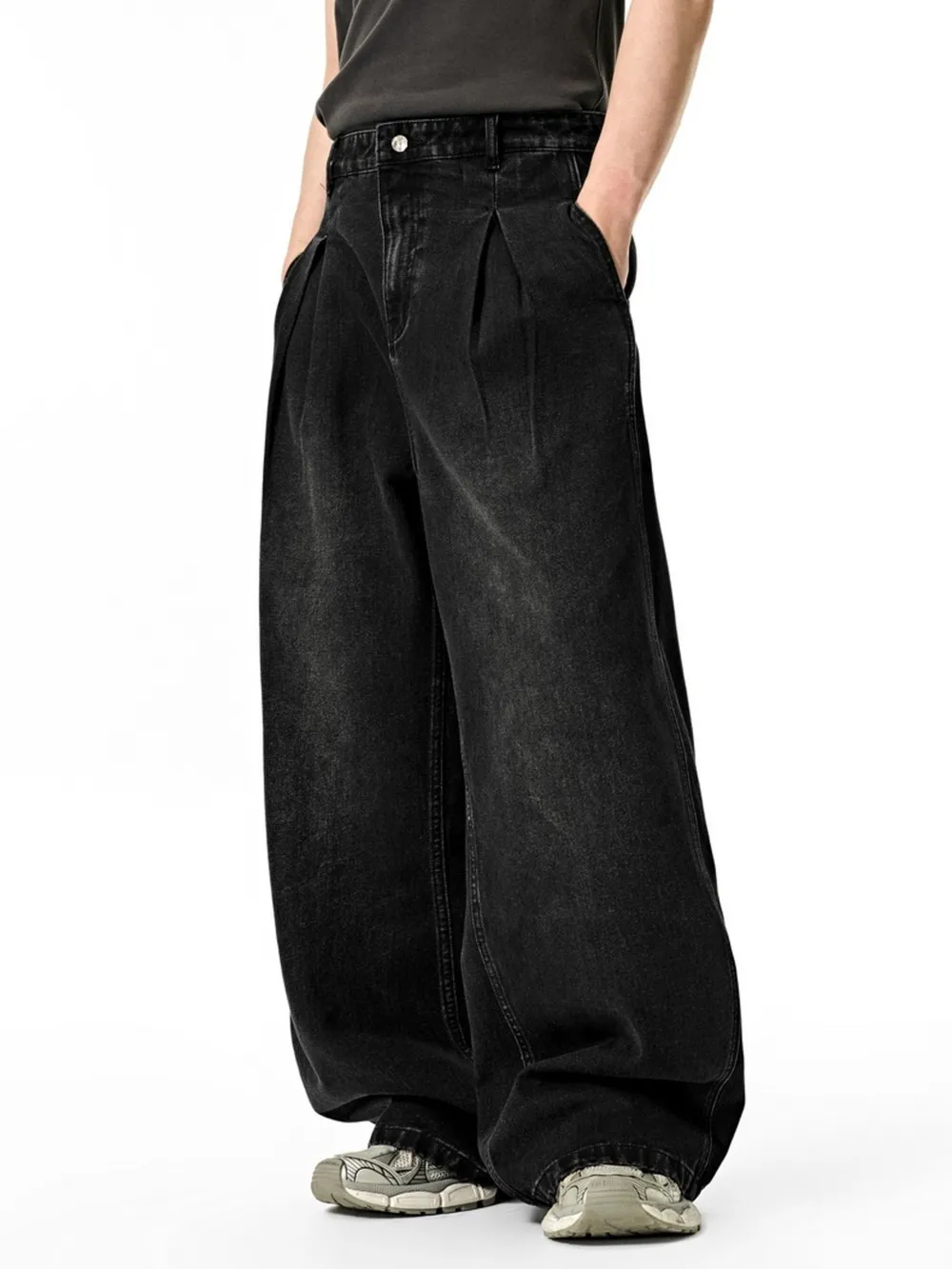 Men's Washed Wide Leg Jeans, image 2