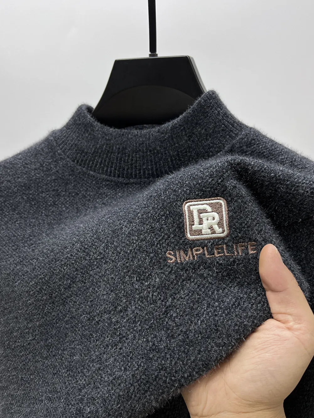 Men's Plus Size Ribbed Hem Long Sleeve Sweater, image 12