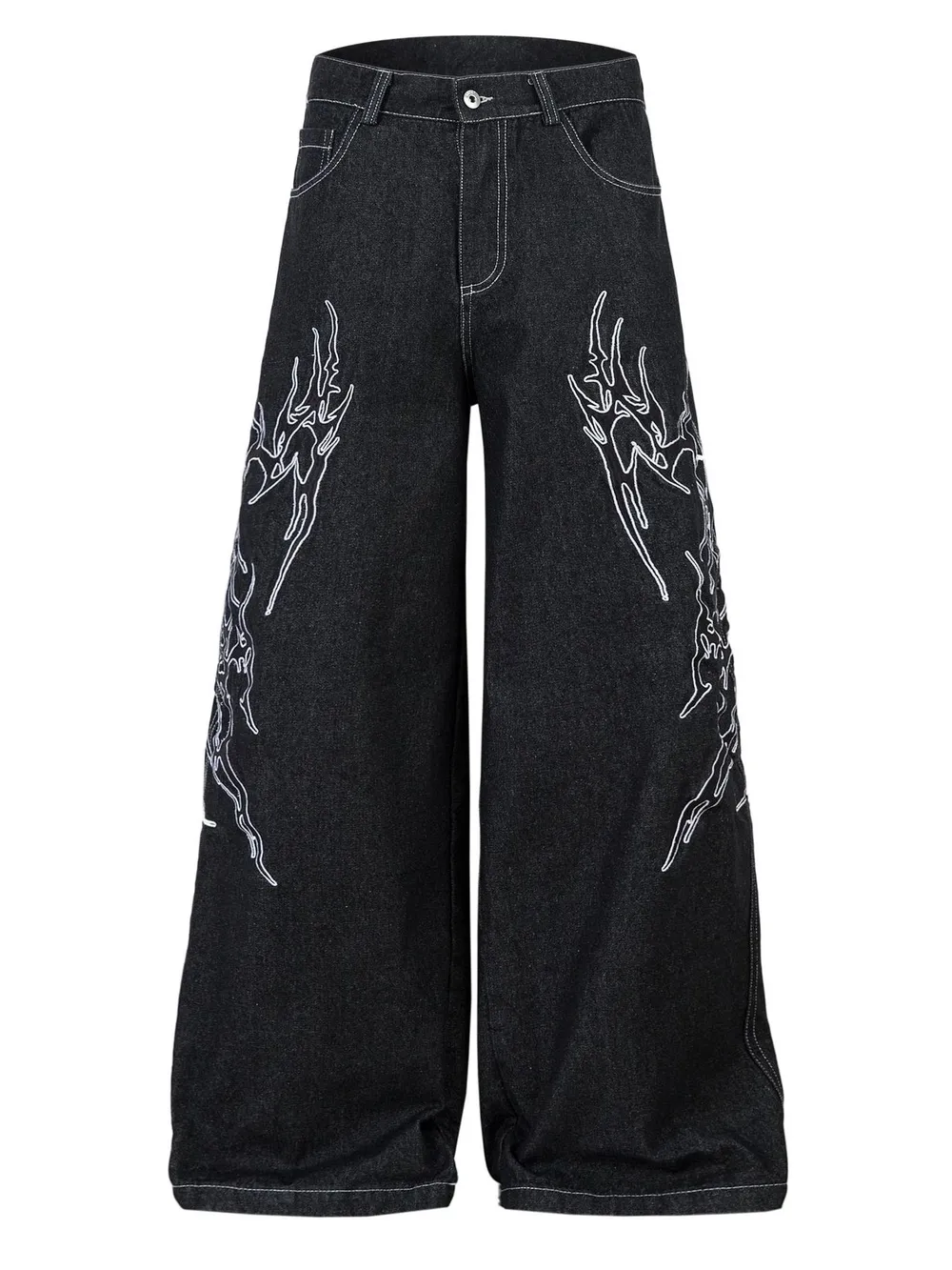 Men's Embroidered Wide Leg Baggy Jeans