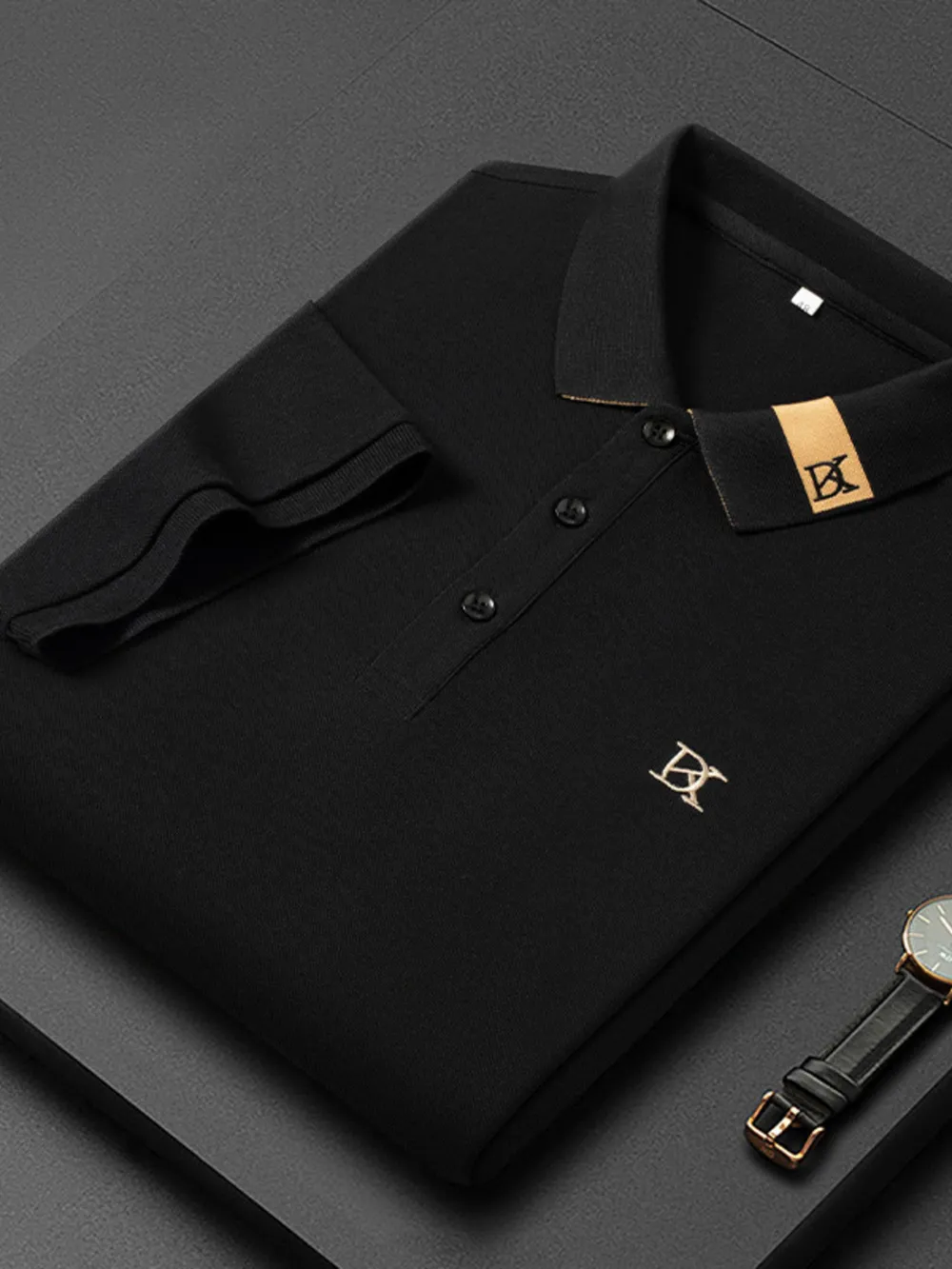 Men's Plus Size Short Sleeve Embroidered Detail Polo