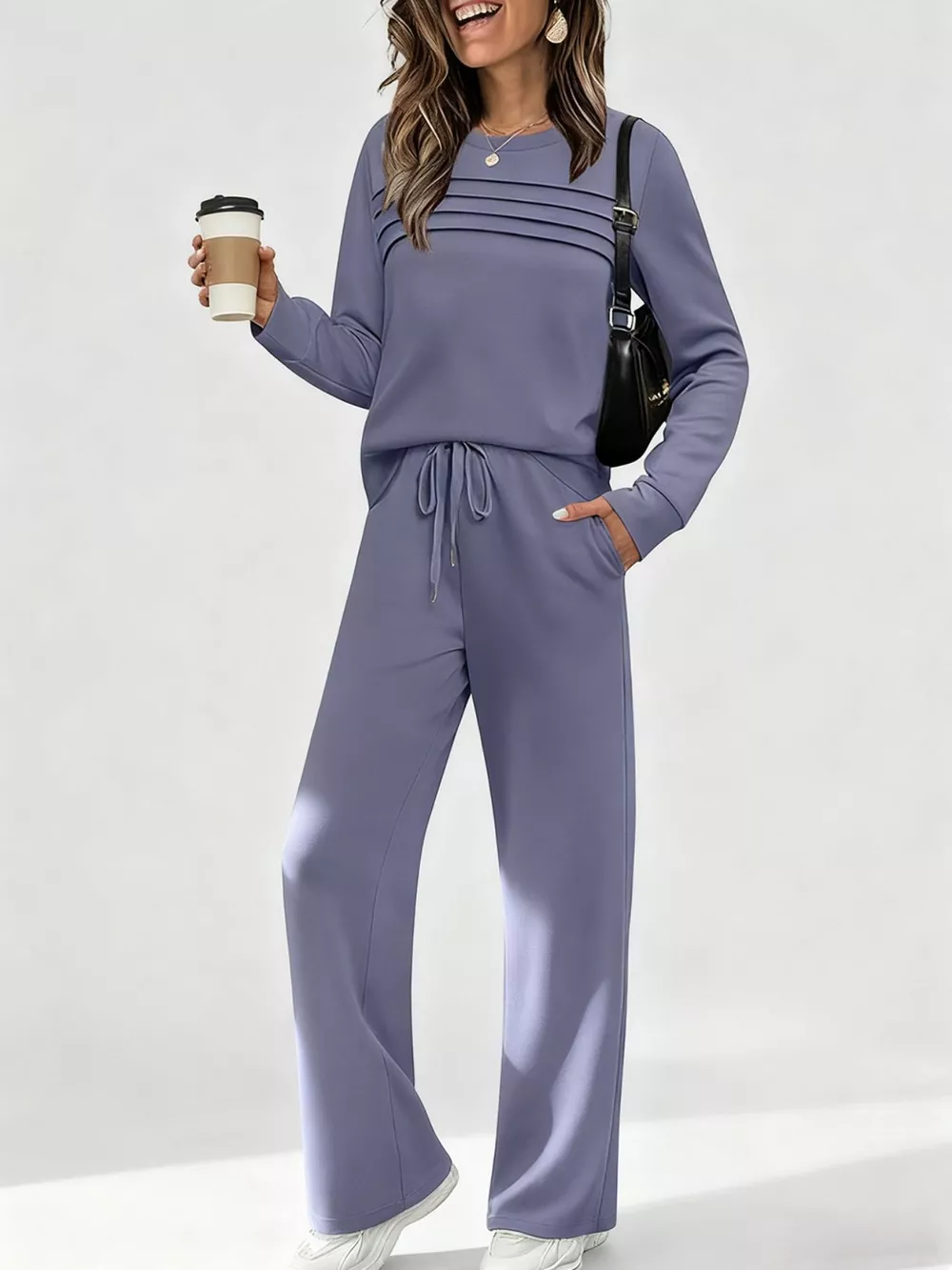 Full Size Casual Long Sleeve Top and Pants Set Plus Size, image 27