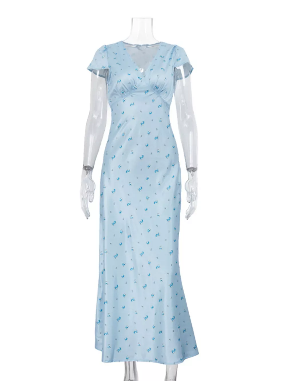 V-Neck Cap Sleeve Maxi Dress, image 4
