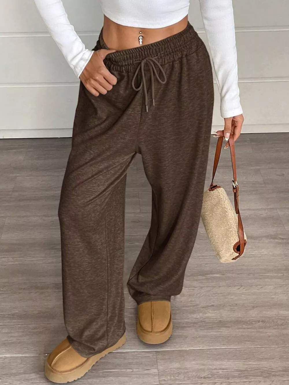 High-Waisted Wide-Leg Pants with Drawstring, image 13