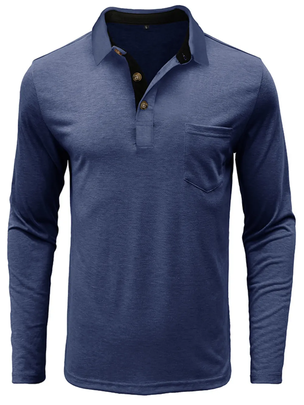 Men's Full Size Button Detail Long Sleeve Polo Plus Size, image 20