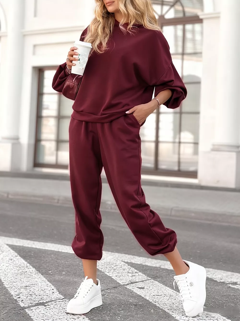 Casual Hoodie and Cropped Pants Set, image 2