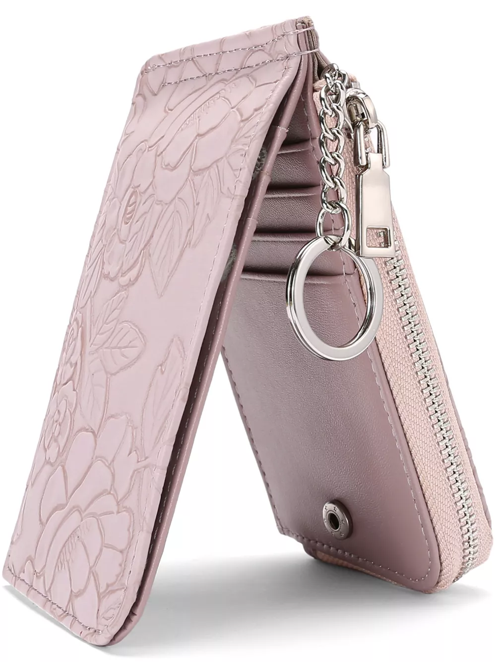 Embossed Floral Leather Bifold Wallet, image 7