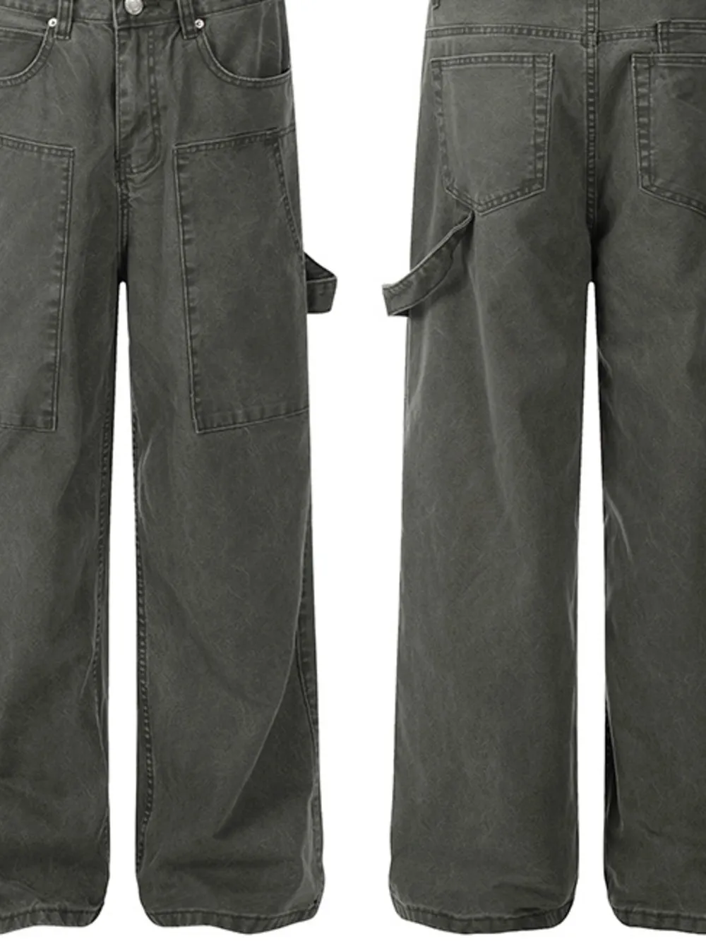Men's Washed Cargo Wide Leg Jeans, image 4