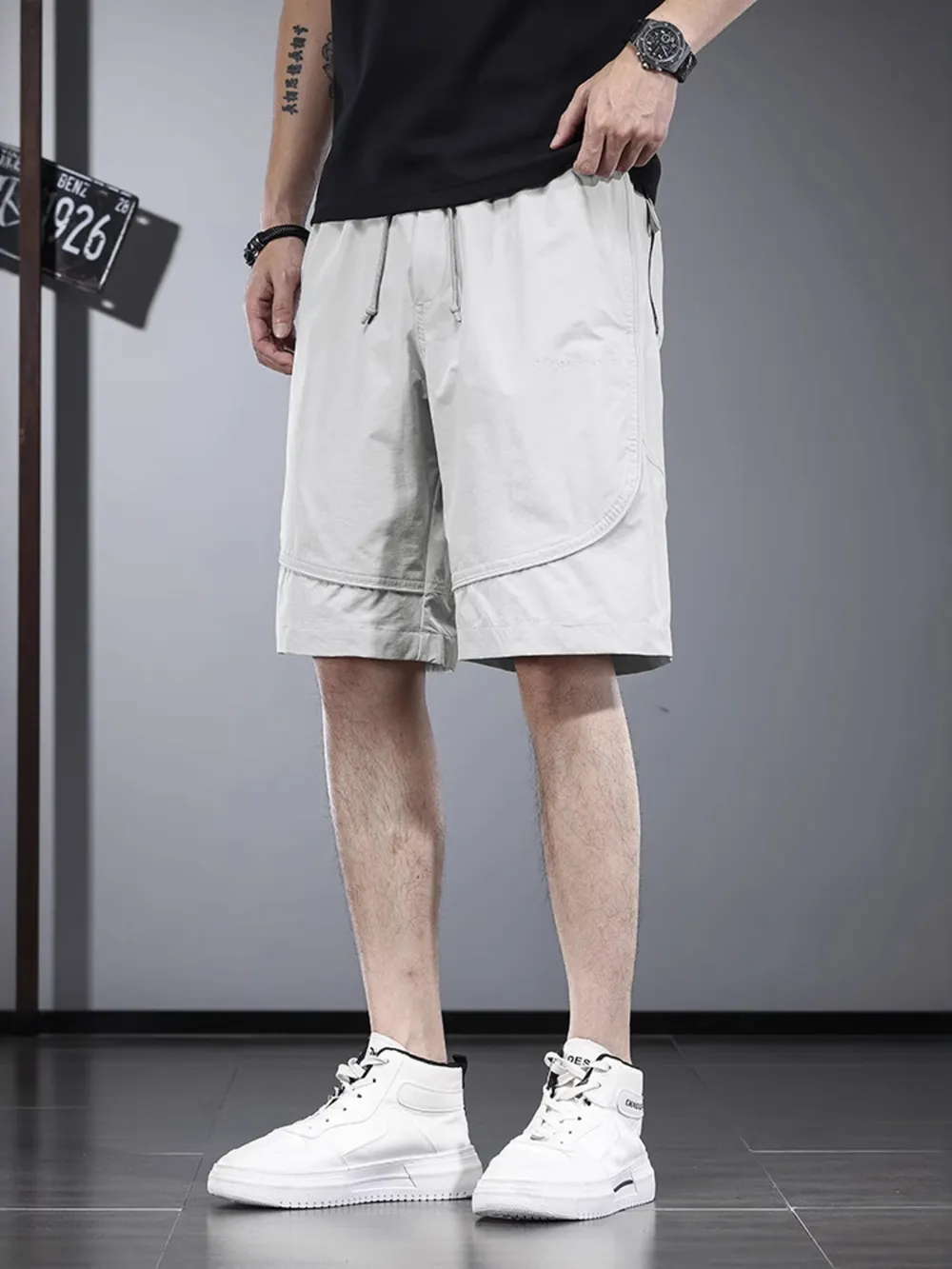 Men's Plus Size Drawstring Pocketed Shorts, image 2