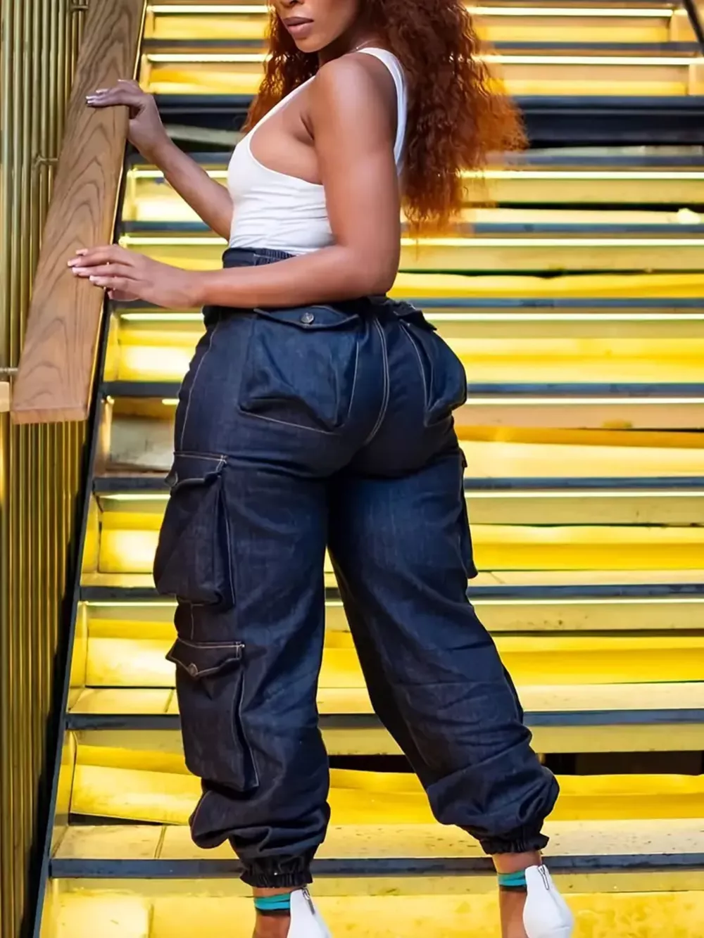 Plus Size High-Waisted Cargo Jeans, image 2