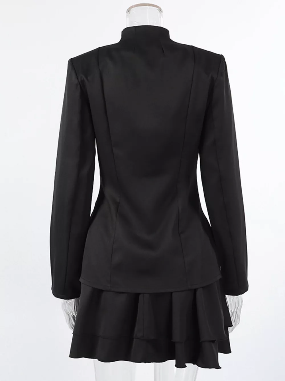Elegant Stand Collar Blazer and Mini Skirt Set, image 9