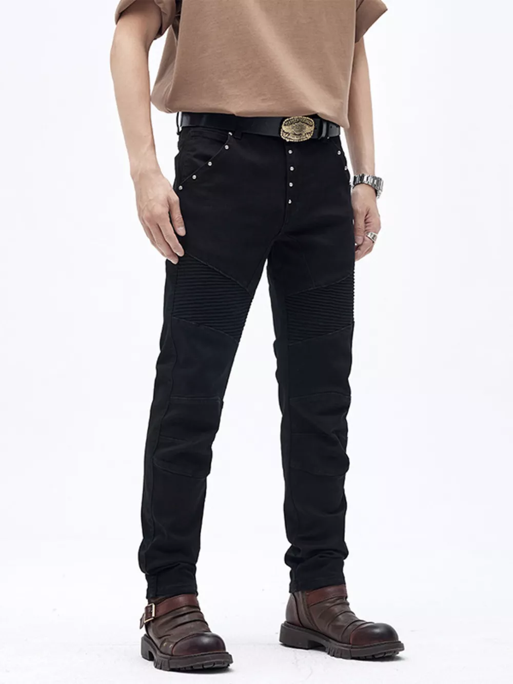 Men's Slim Fit Moto Jeans, image 3