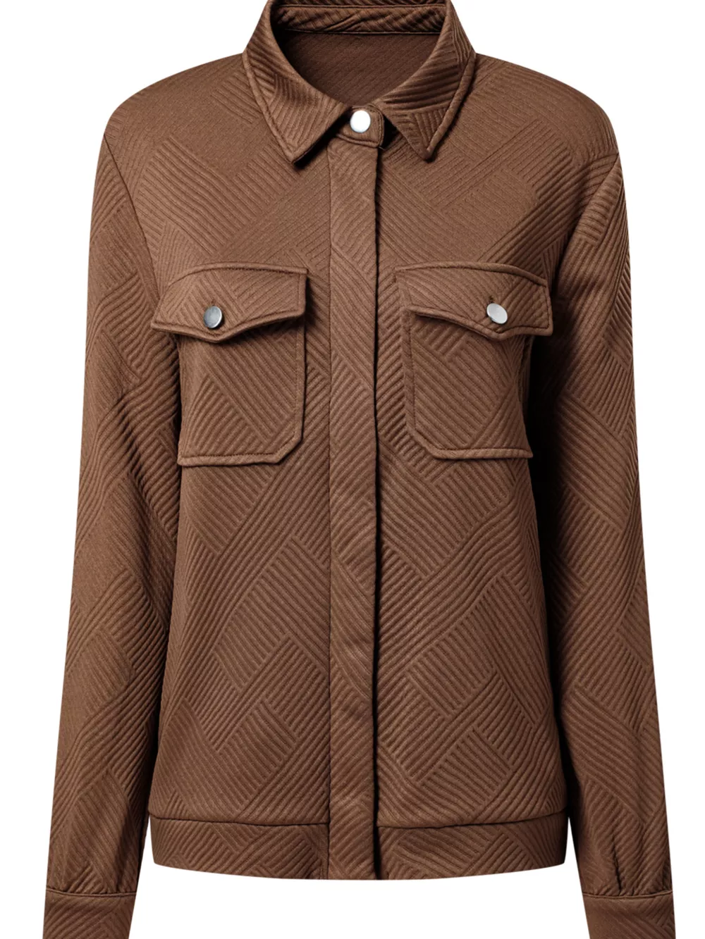Solid Color Zip Up Button Flap Pocket Jackets, image 3