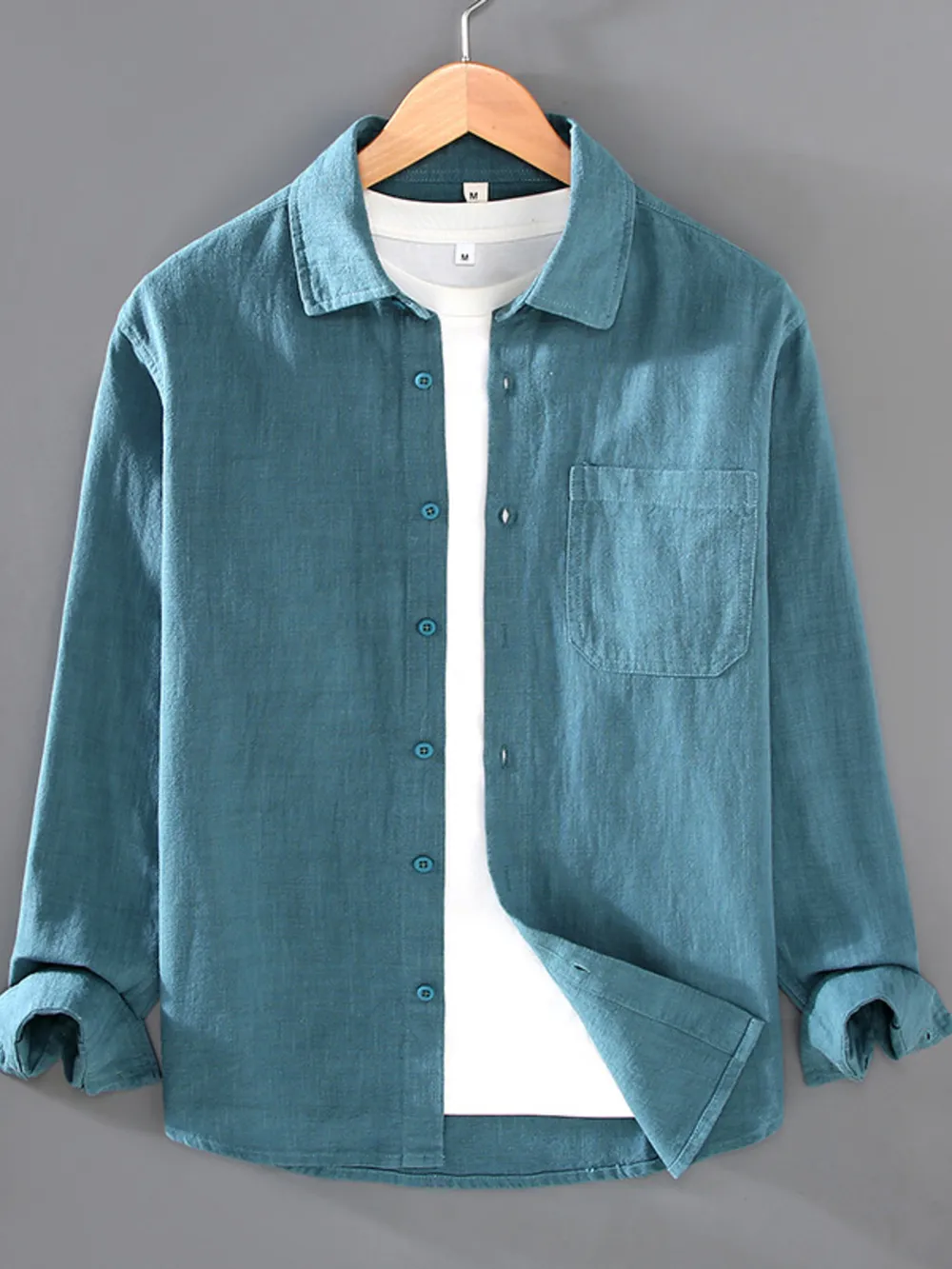 Men's Plus Size Button Up Long Sleeve Shirt, image 5