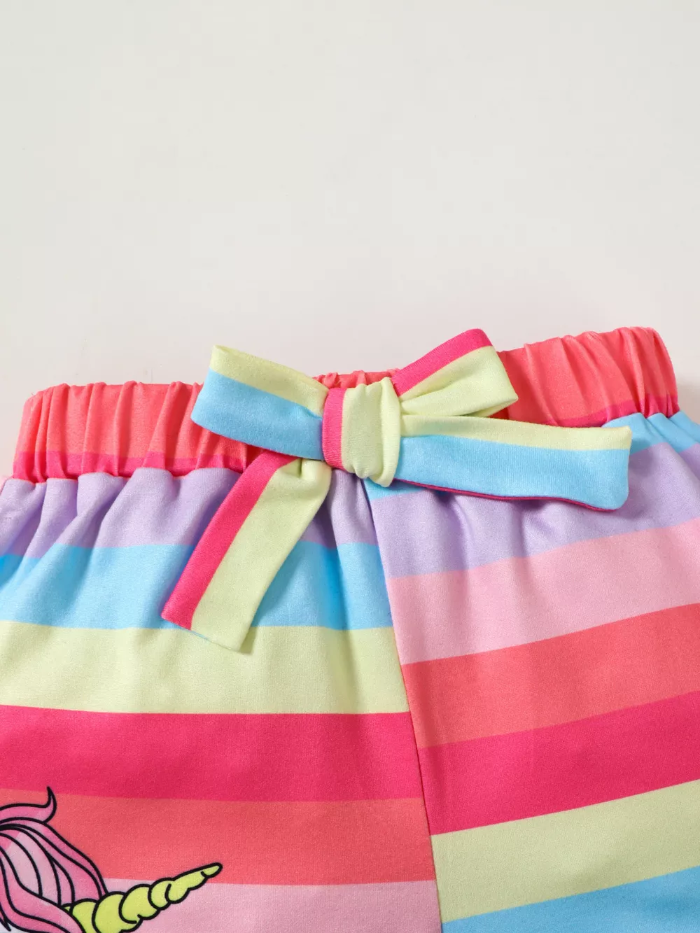 Children's Rainbow Striped Unicorn T-Shirt and Shorts Set, image 4