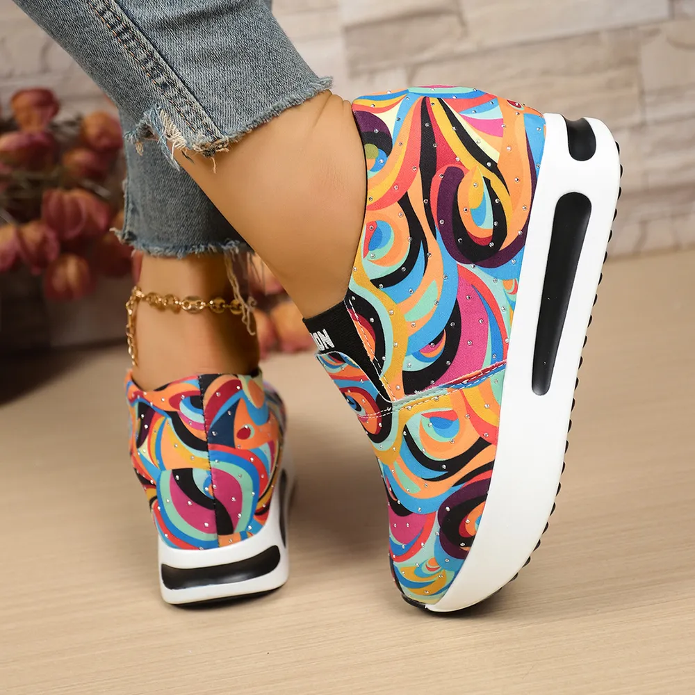 Colorful Abstract Pattern Platform Sneakers, image 4