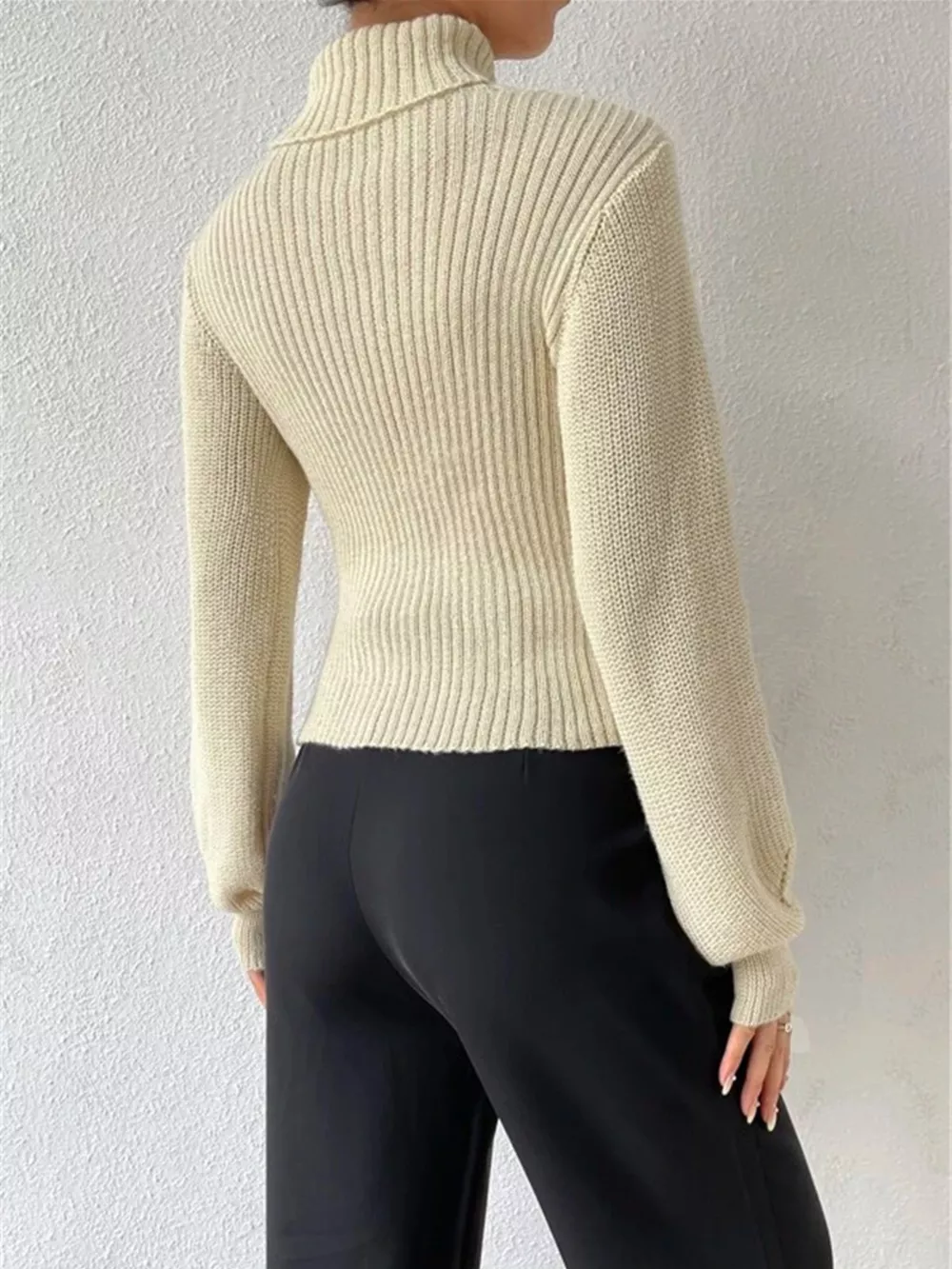 Cutout Front Turtleneck Long Sleeve Sweater, image 5