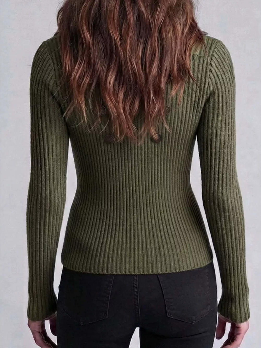 Ribbed Knit Zip-Up Cardigan, image 4