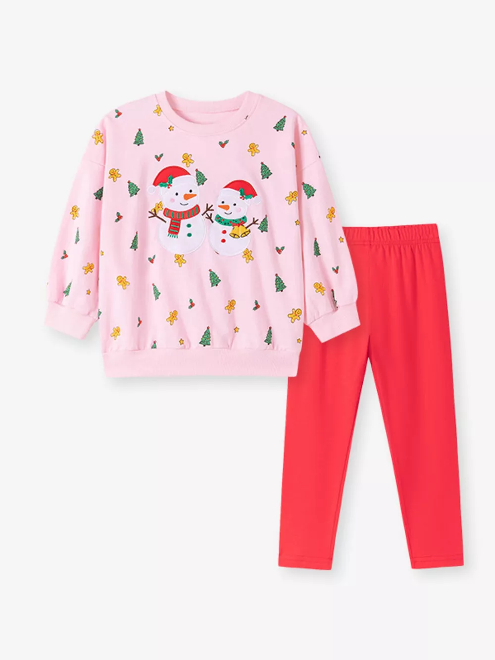 Children's Christmas Snowman Sweatshirt and Leggings Two-Piece Set, image 2