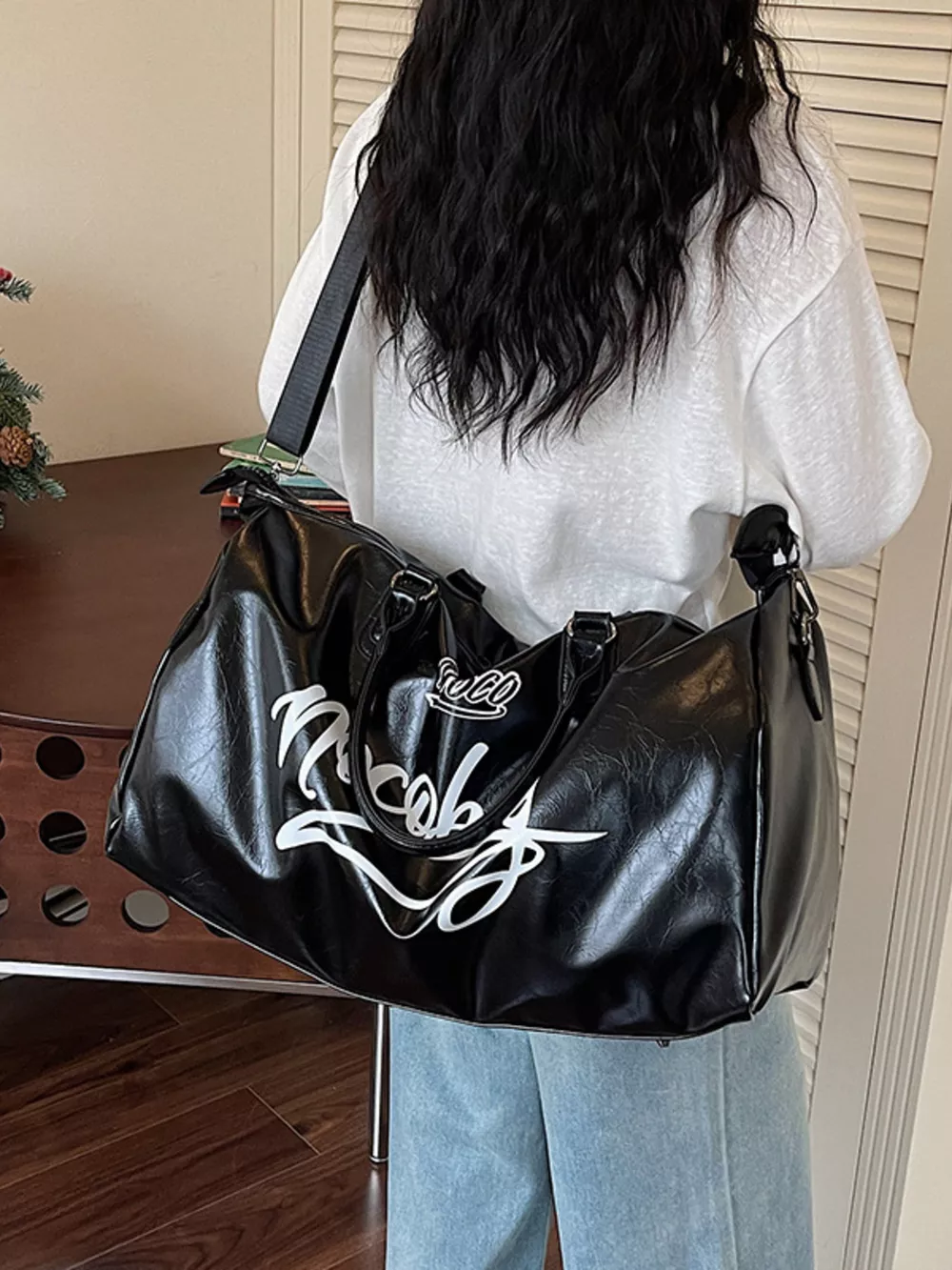 Letter Leather Travel Bag, image 5
