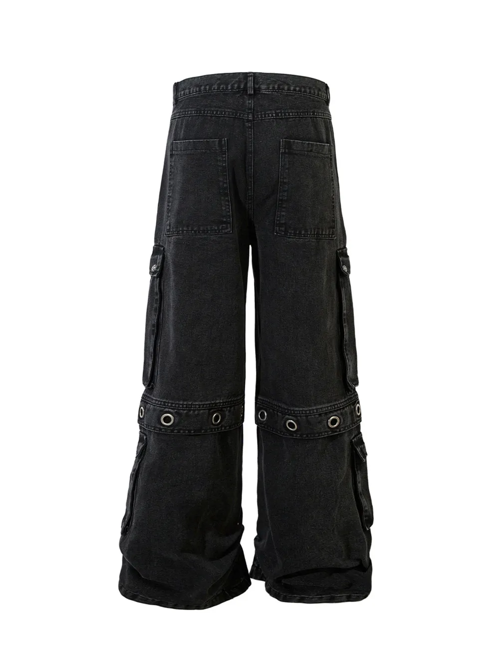 Men's Wide Leg Cargo Denim Jeans with Multi Pockets, image 2