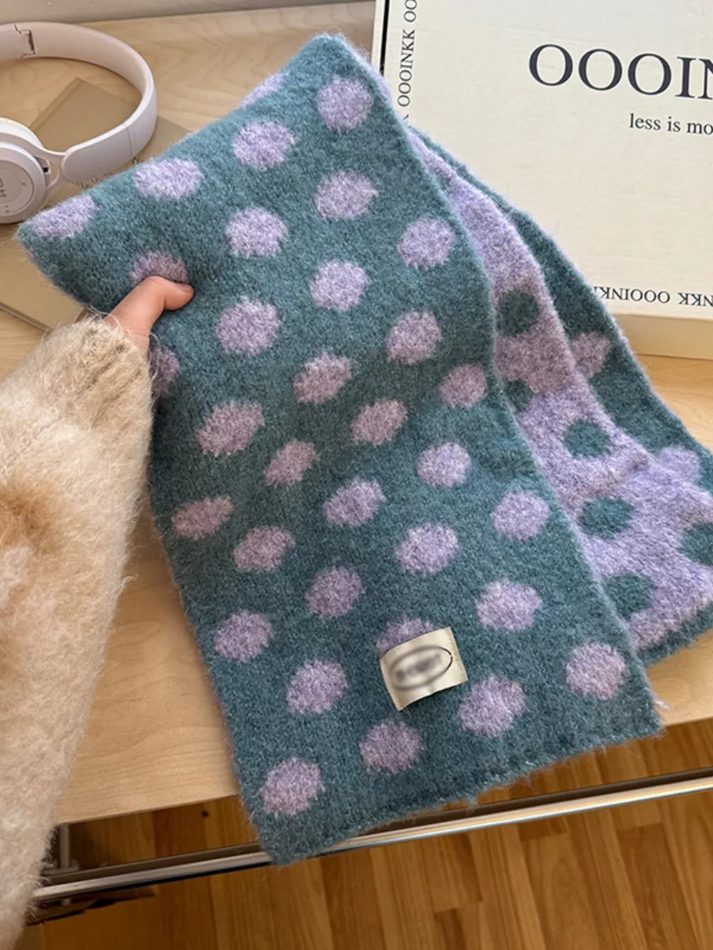 Polka Dot Knitted Scarf, image 8