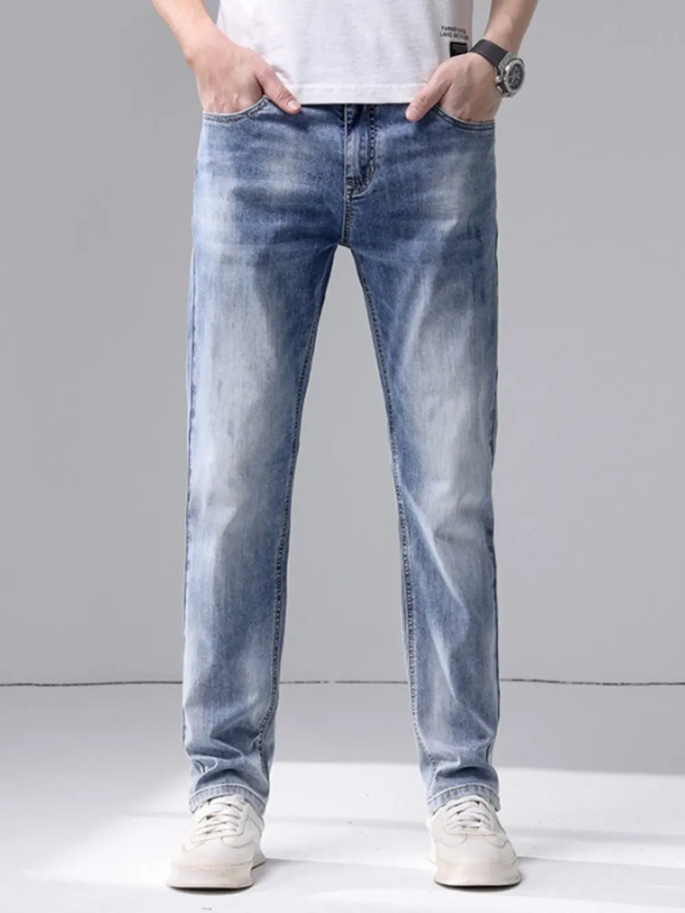 Men's Washed Slim Fit Jeans, image 3