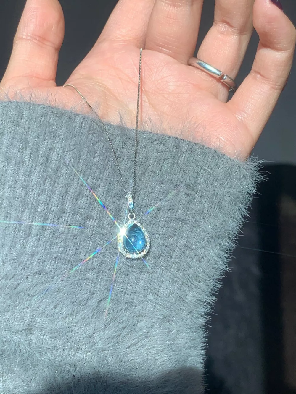 Crystal Teardrop Pendant Necklace, image 6