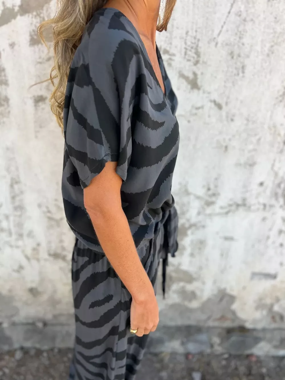 Zebra Print V-Neck Top and Pants Set, image 11