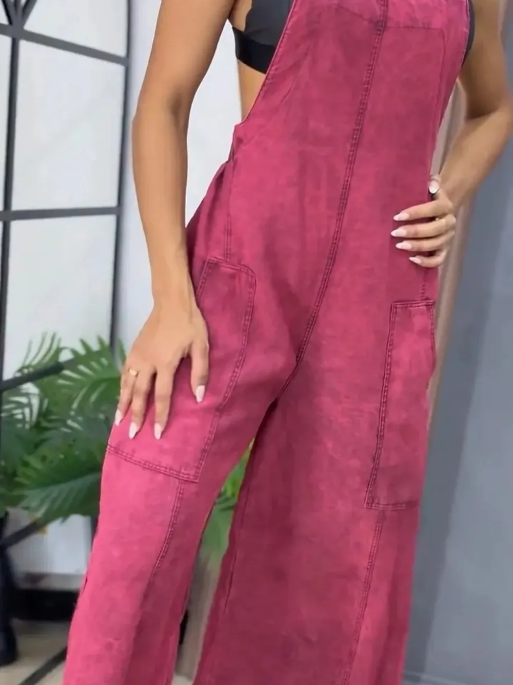 Full Size Wide Leg Washed Denim Overalls Plus Size, image 12