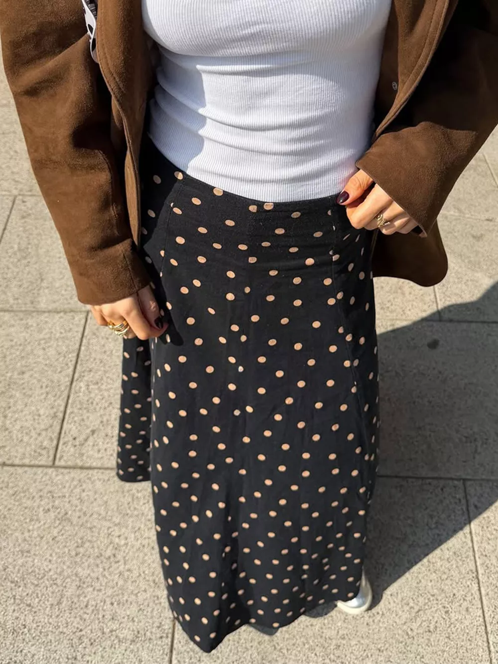 Polka Dot High-Waisted A-Line Skirt, image 2