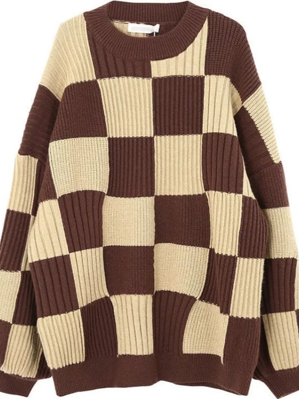 Checkerboard Pattern Oversized Sweater, image 8