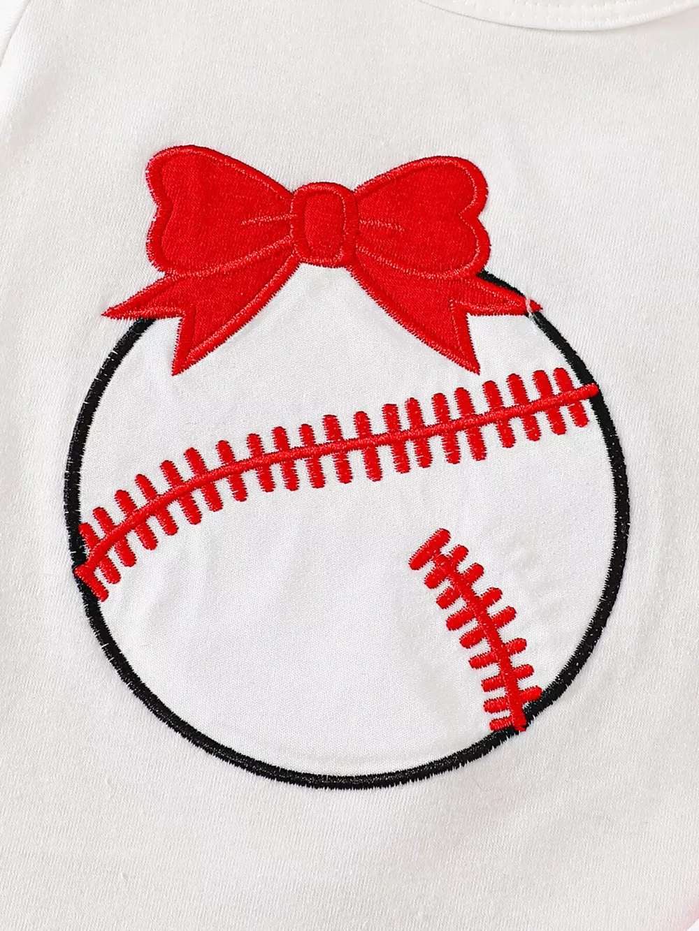 Children's Baseball Short Sleeve Bodysuit and Bow Pants Set with Headband, image 4