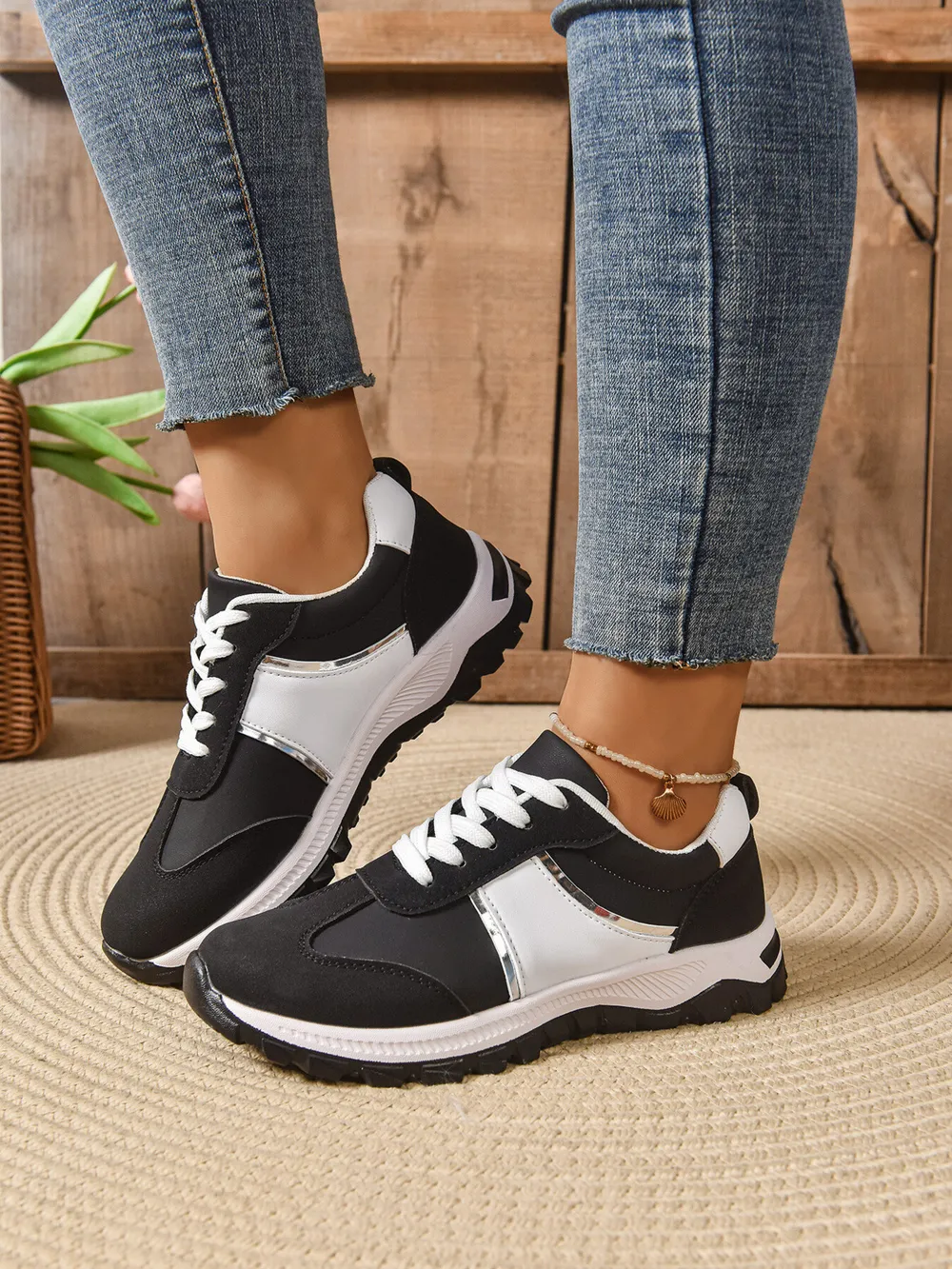 Contrast Lace Up Sneakers, image 4