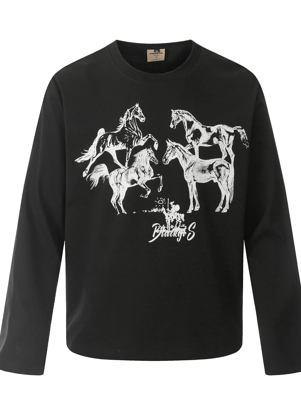 Men's Vintage Horse Graphic Long Sleeve T-Shirt