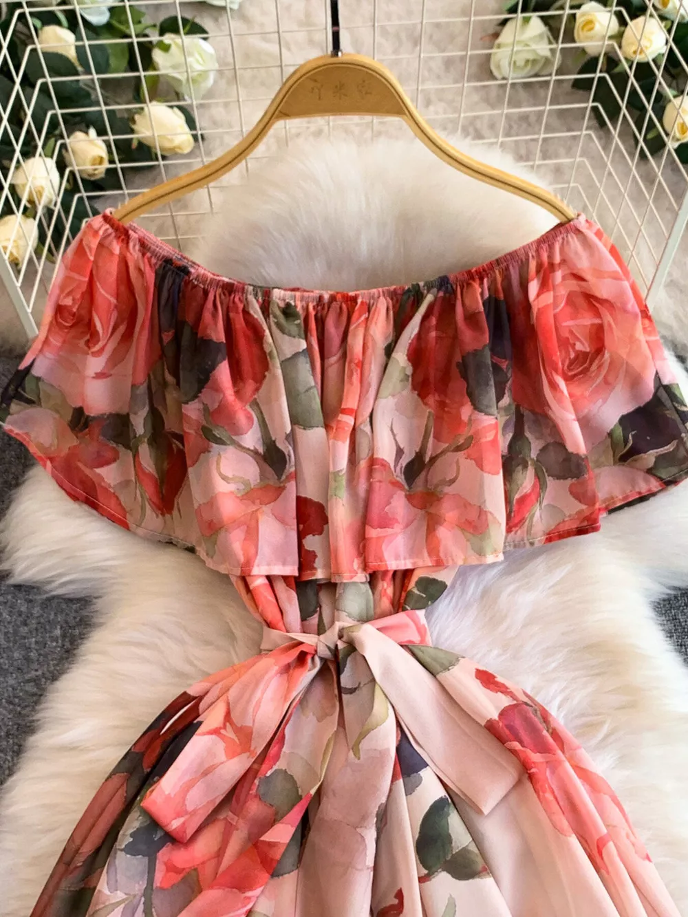 Floral Off-Shoulder A-Line Dress, image 21