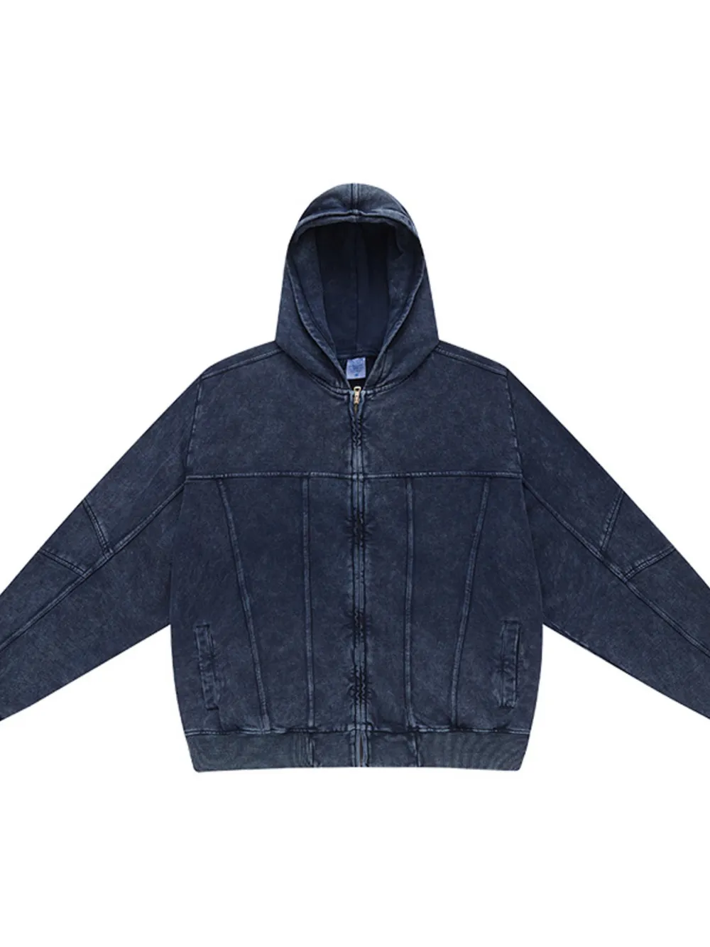 Men's Washed Zip Up Casual Hoodie, image 2